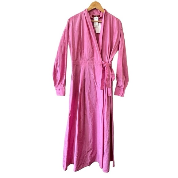 MAX MARA Pink Taffeta Trench Coat Dress Size 12 - Picture 1 of 7